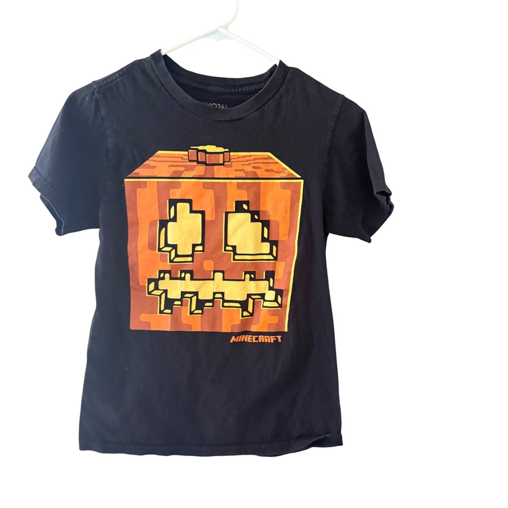 Minecraft Jinx Boys Large Black Jack-O-Lantern Pumpkin Graphic T-Shirt Halloween